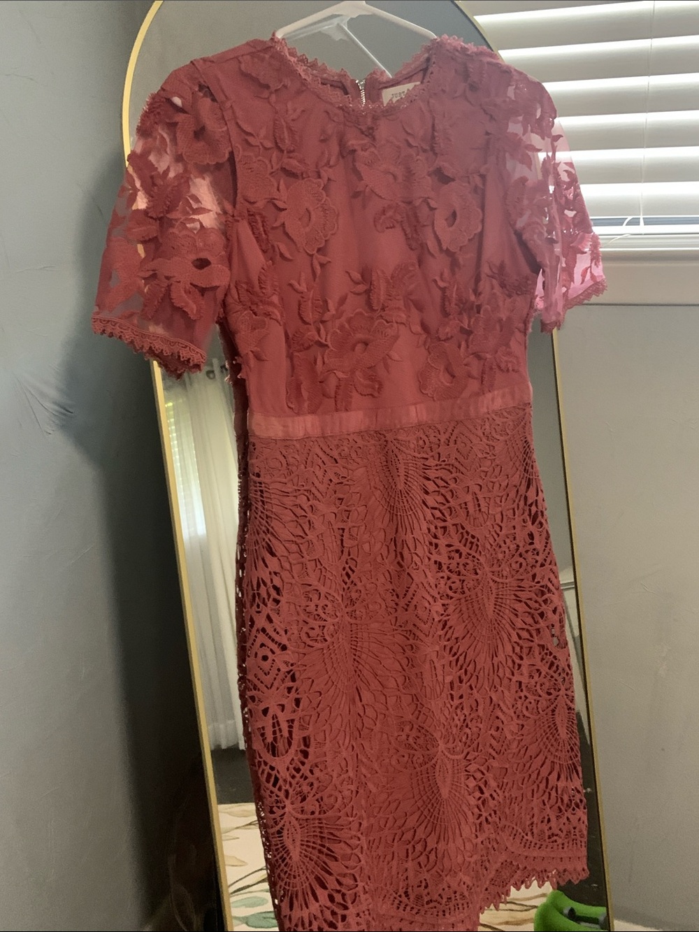 Just Me pink Lace Floral Midi Dress